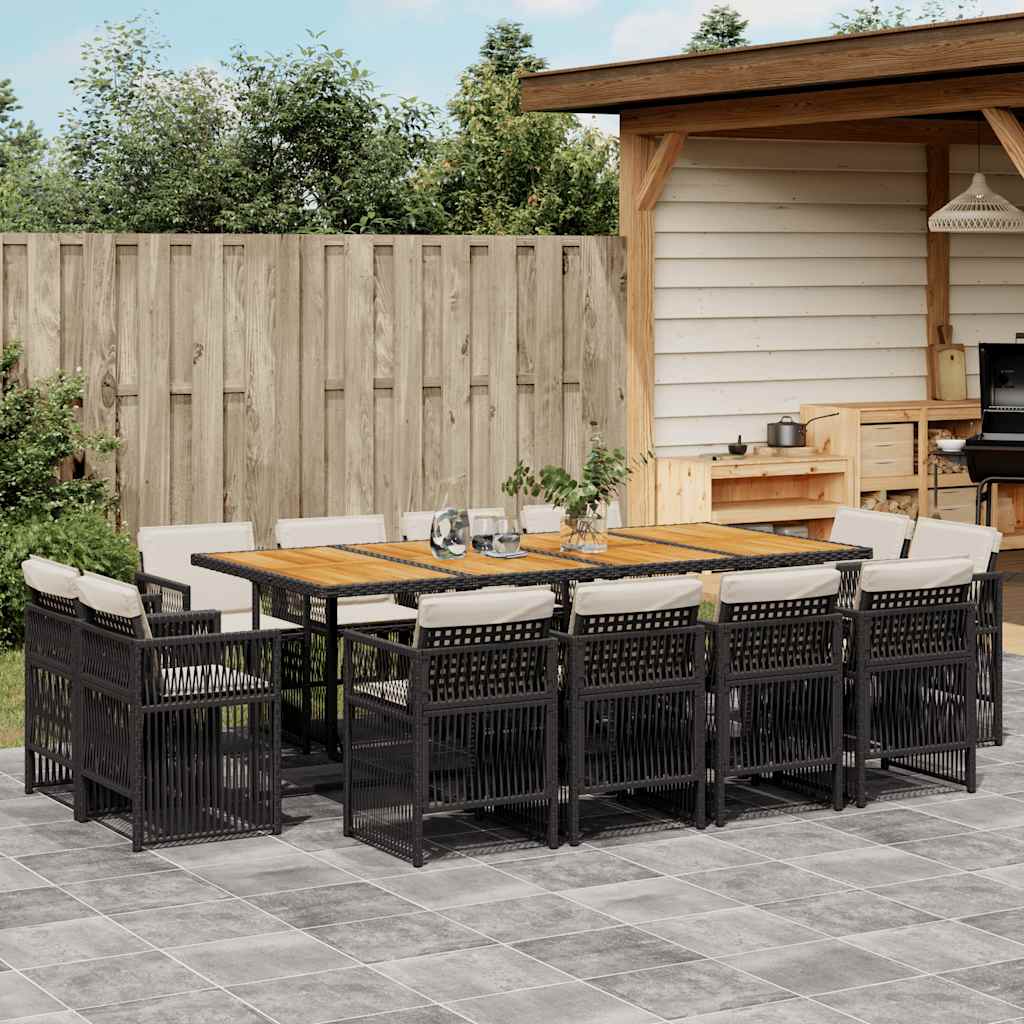 vidaXL 9-delige Tuinset poly rattan zwart