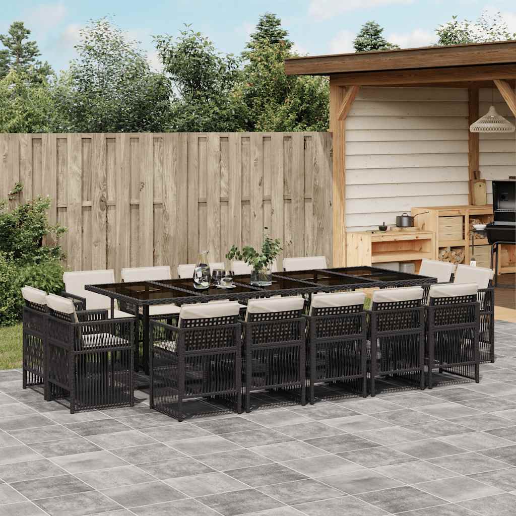 vidaXL 9-delige Tuinset poly rattan zwart