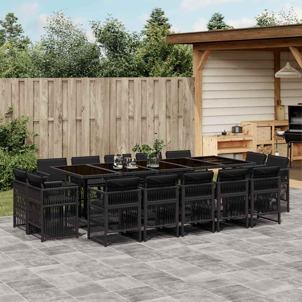 vidaXL 9-delige Tuinset poly rattan zwart