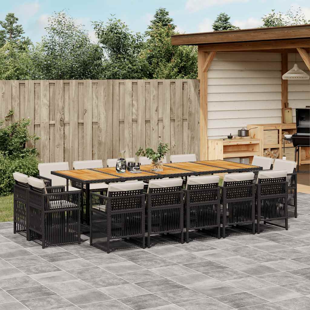 vidaXL 9-delige Tuinset poly rattan zwart