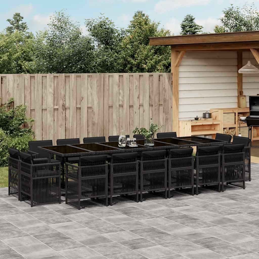 vidaXL 9-delige Tuinset poly rattan zwart