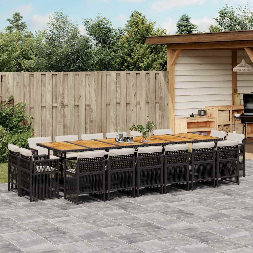 vidaXL 9-delige Tuinset poly rattan zwart