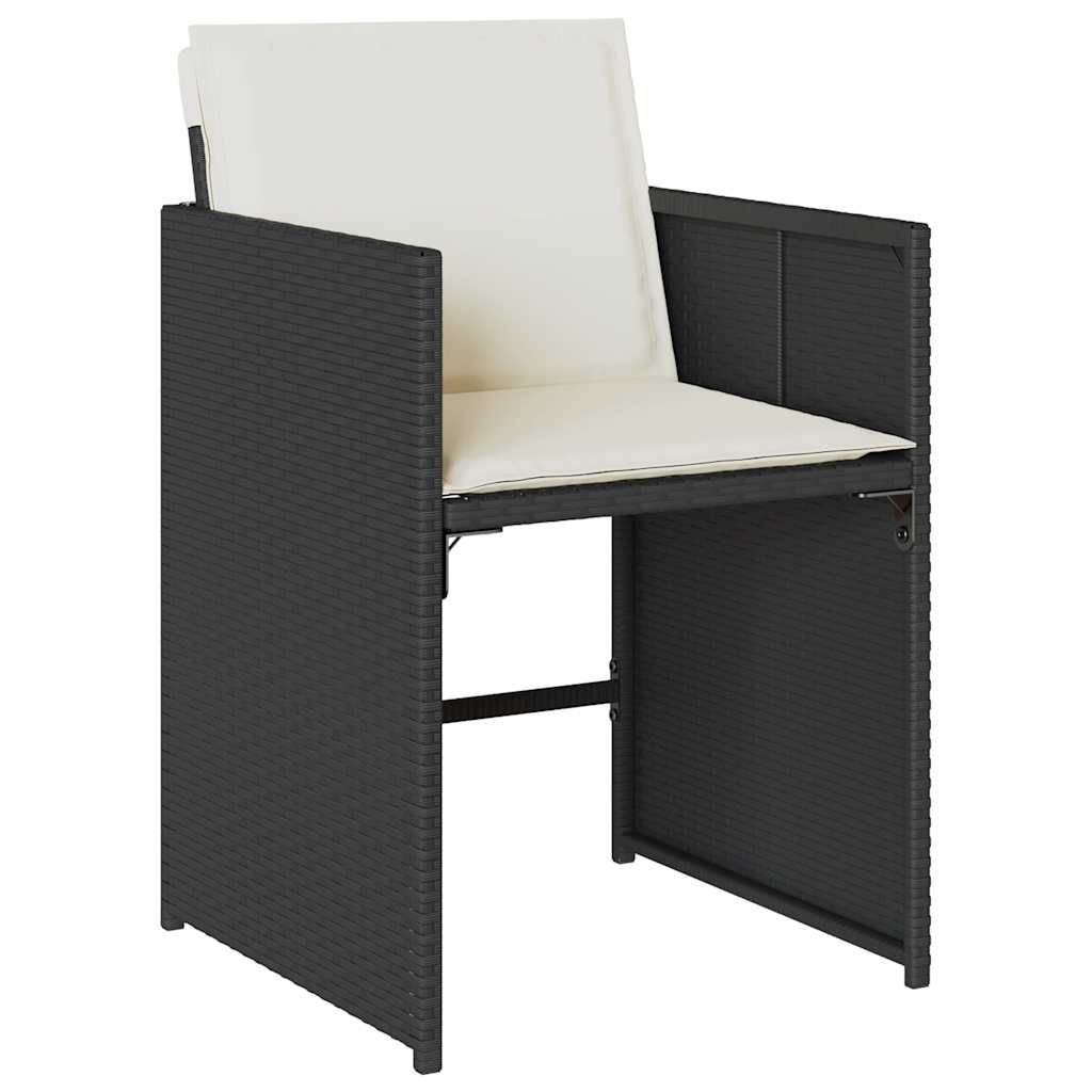 vidaXL 5-delige Tuinset met kussens poly rattan zwart