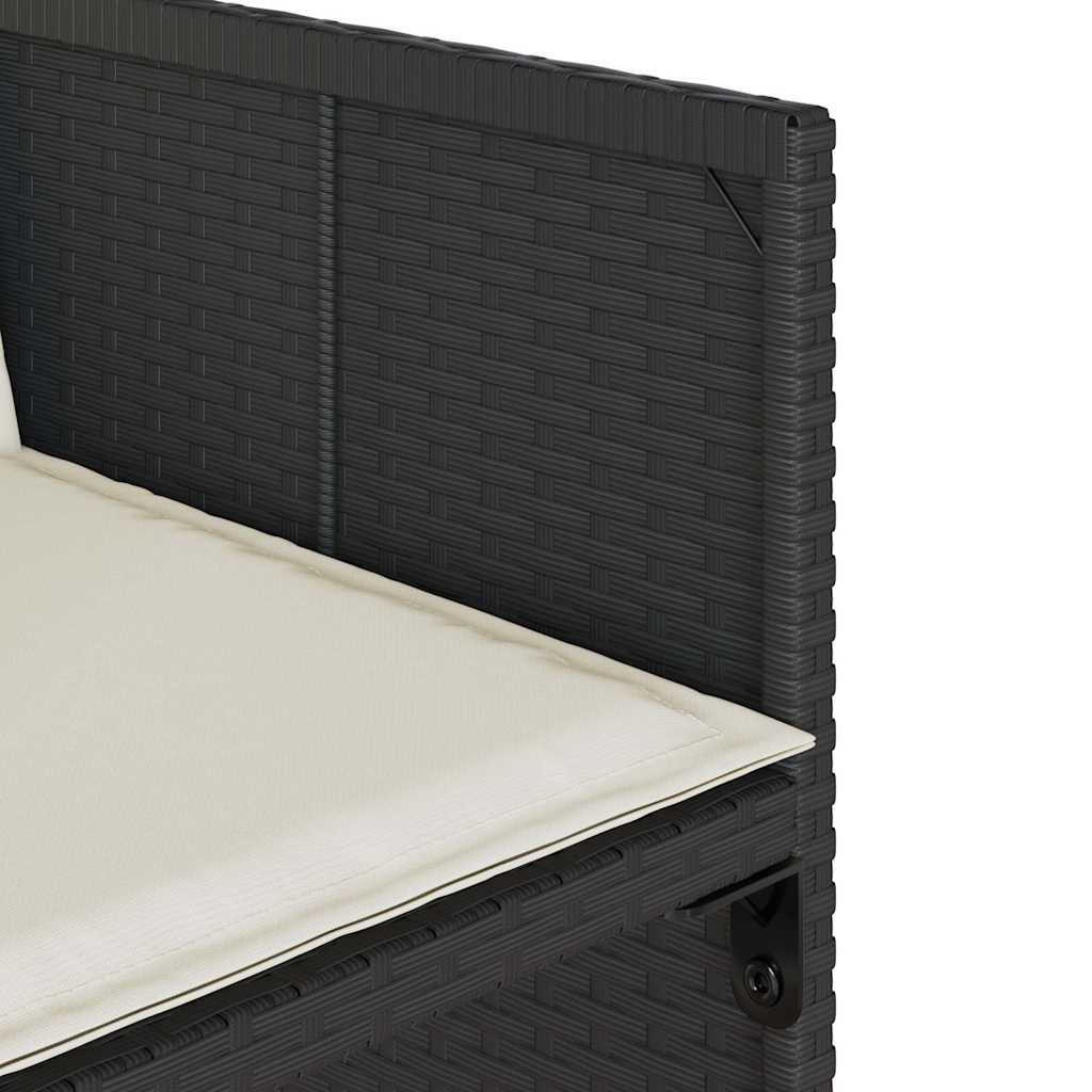 vidaXL 5-delige Tuinset met kussens poly rattan zwart