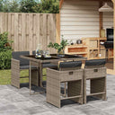 vidaXL 5-delige Tuinset met kussens poly rattan zwart