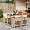 vidaXL 5-delige Tuinset met kussens poly rattan zwart