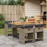 vidaXL 5-delige Tuinset met kussens poly rattan zwart