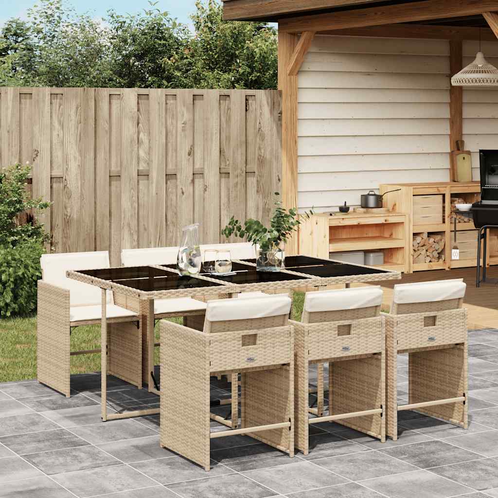 vidaXL 5-delige Tuinset met kussens poly rattan zwart