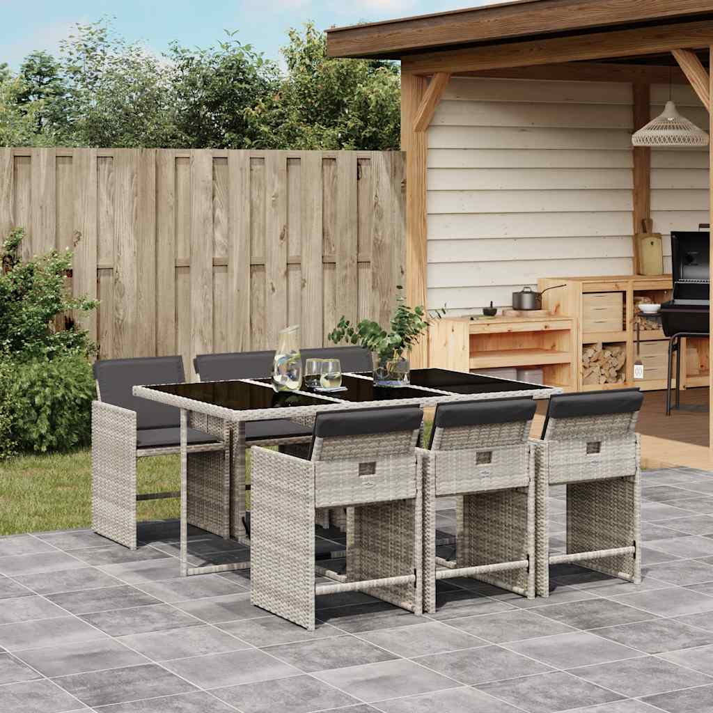 vidaXL 5-delige Tuinset met kussens poly rattan zwart
