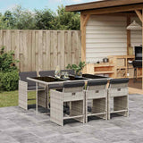vidaXL 5-delige Tuinset met kussens poly rattan zwart