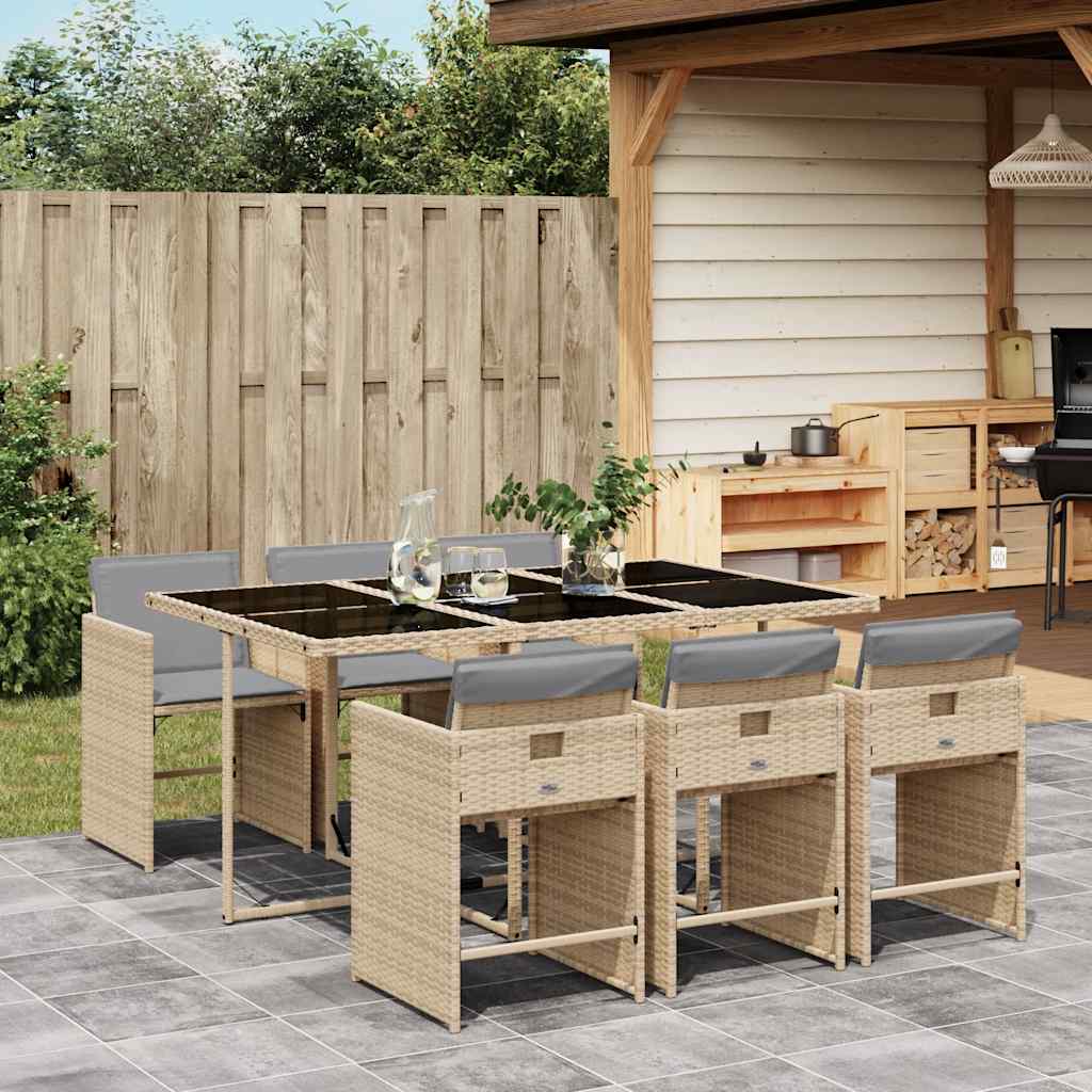 vidaXL 5-delige Tuinset met kussens poly rattan zwart
