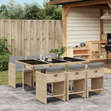 vidaXL 5-delige Tuinset met kussens poly rattan zwart