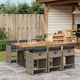 vidaXL 5-delige Tuinset met kussens poly rattan zwart