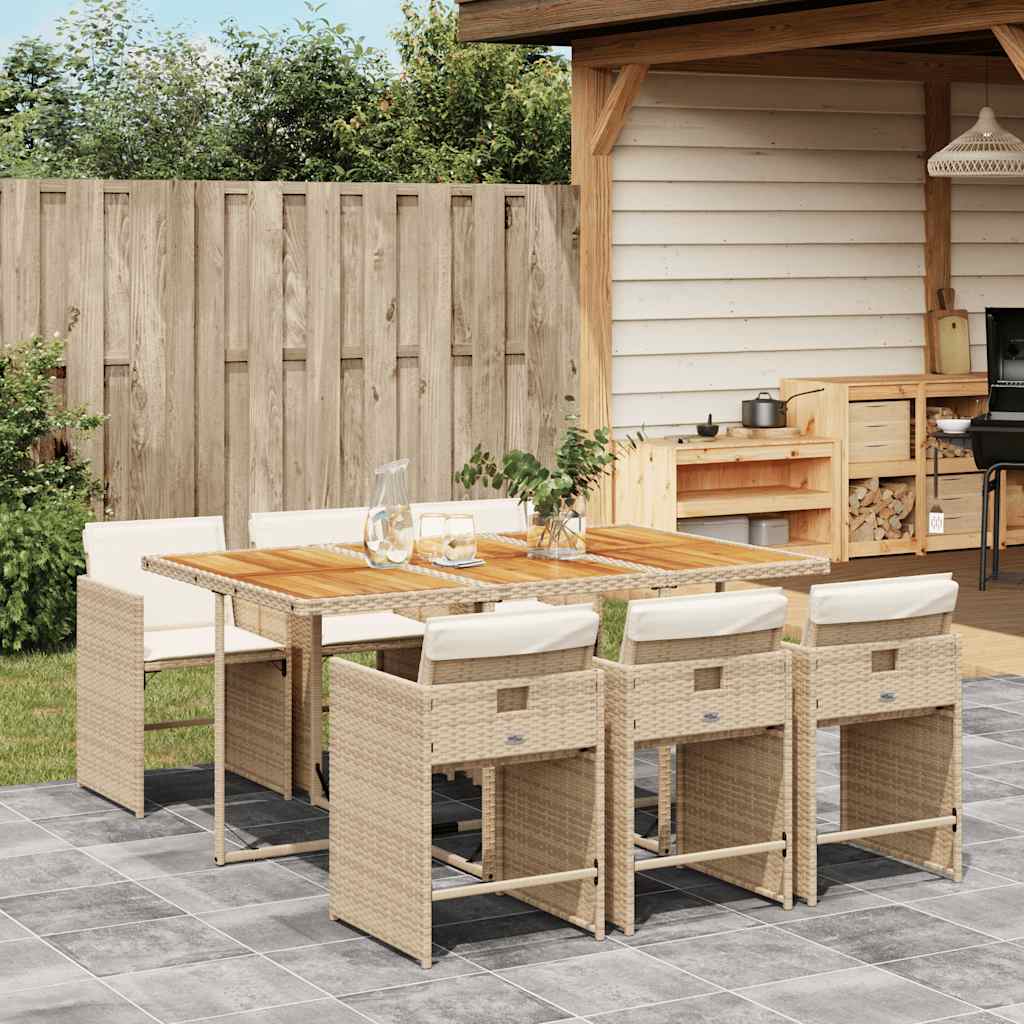 vidaXL 5-delige Tuinset met kussens poly rattan zwart