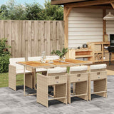 vidaXL 5-delige Tuinset met kussens poly rattan zwart