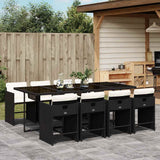 vidaXL 5-delige Tuinset met kussens poly rattan zwart
