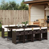 vidaXL 5-delige Tuinset met kussens poly rattan zwart