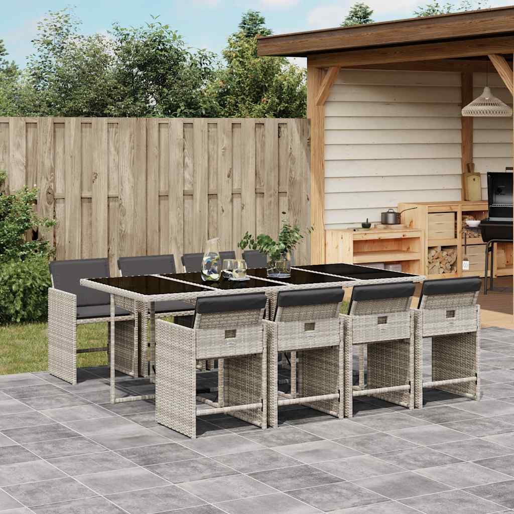 vidaXL 5-delige Tuinset met kussens poly rattan zwart