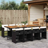 vidaXL 5-delige Tuinset met kussens poly rattan zwart