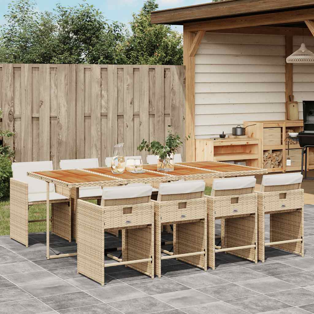 vidaXL 5-delige Tuinset met kussens poly rattan zwart