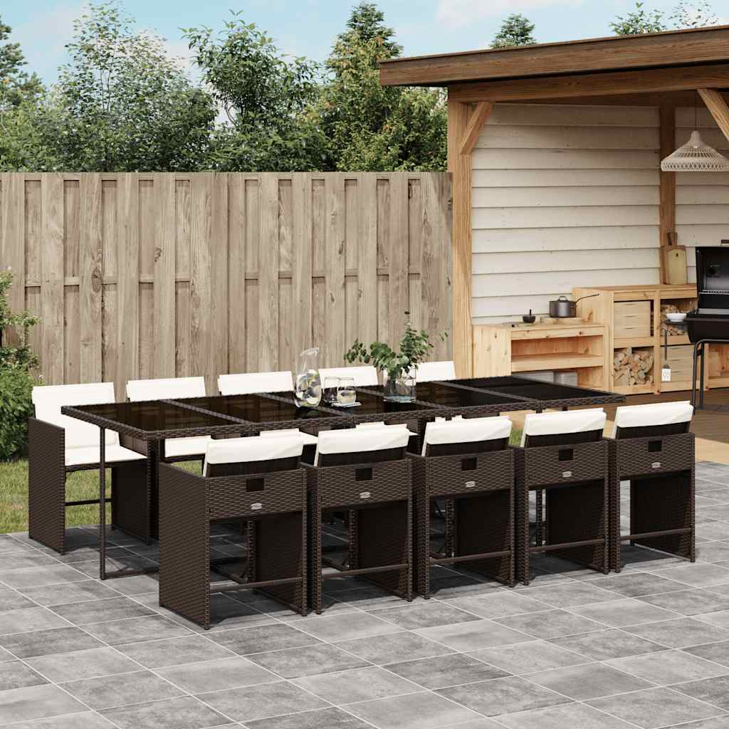 vidaXL 5-delige Tuinset met kussens poly rattan zwart