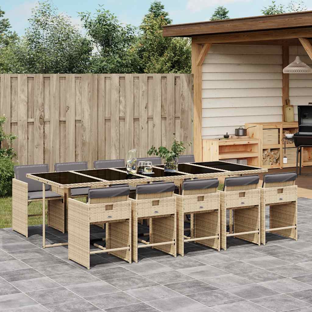 vidaXL 5-delige Tuinset met kussens poly rattan zwart