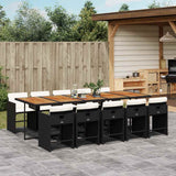 vidaXL 5-delige Tuinset met kussens poly rattan zwart