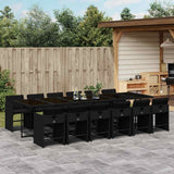 vidaXL 5-delige Tuinset met kussens poly rattan zwart