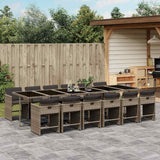 vidaXL 5-delige Tuinset met kussens poly rattan zwart