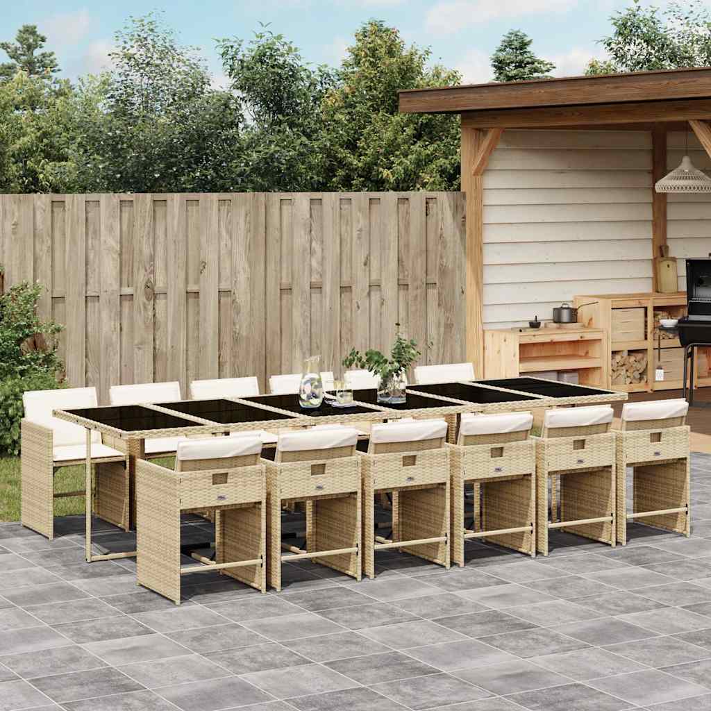 vidaXL 5-delige Tuinset met kussens poly rattan zwart