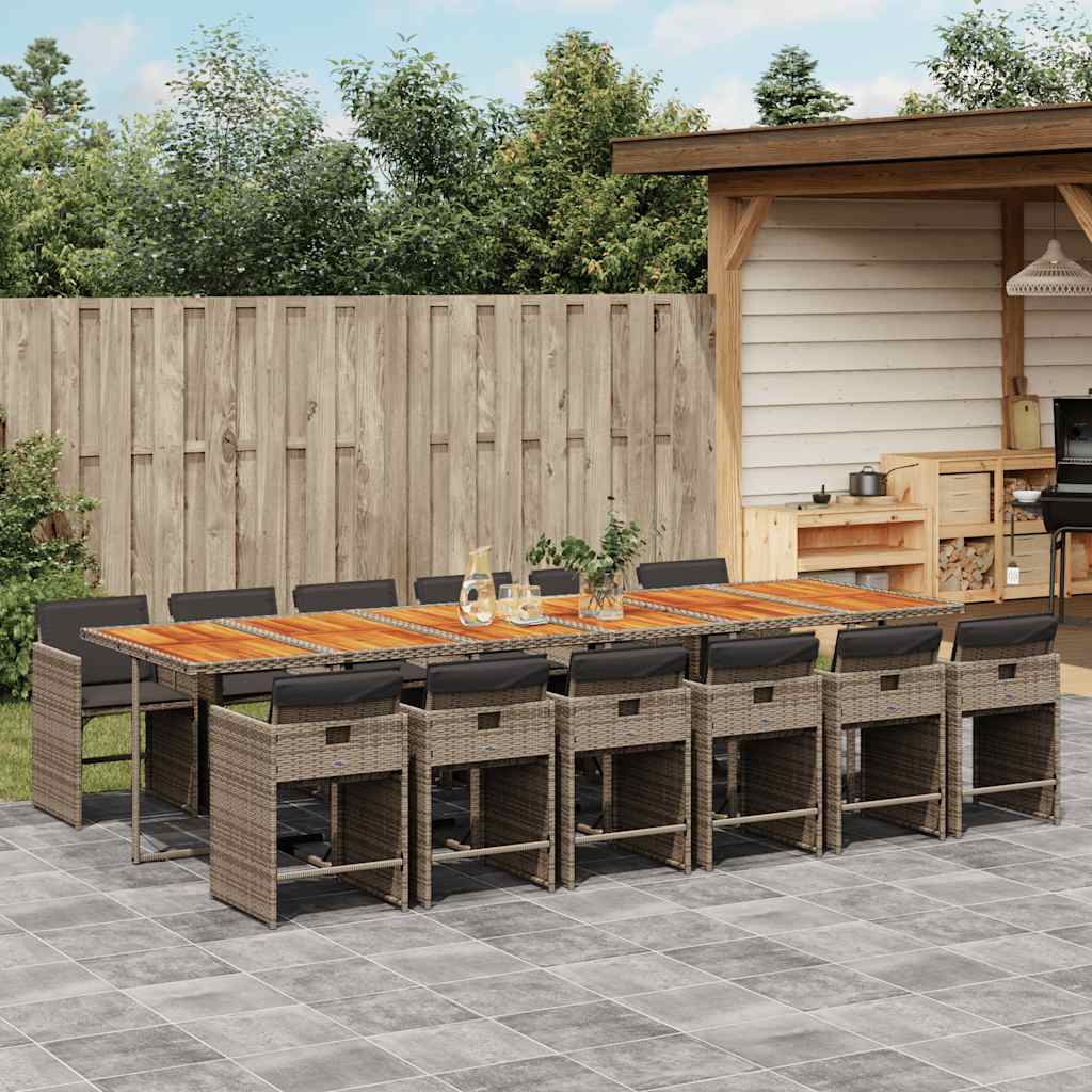 vidaXL 5-delige Tuinset met kussens poly rattan zwart