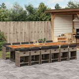 vidaXL 5-delige Tuinset met kussens poly rattan zwart