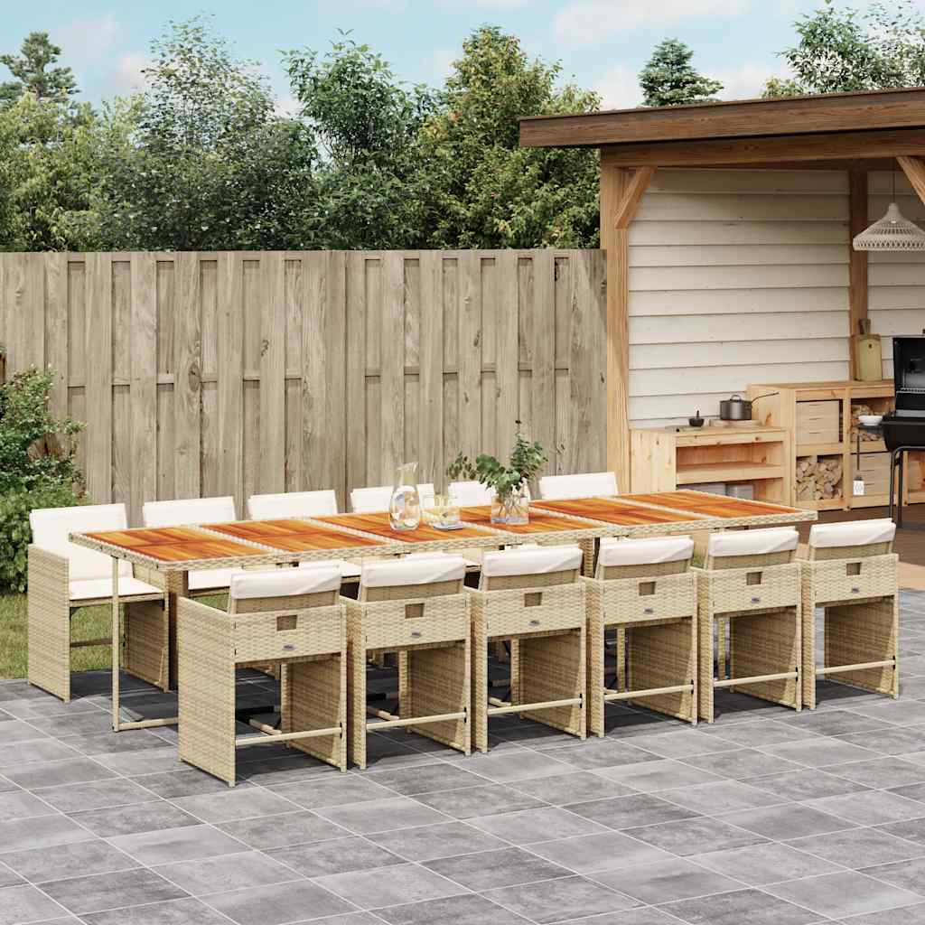 vidaXL 5-delige Tuinset met kussens poly rattan zwart