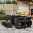 vidaXL 9-delige Tuinset poly rattan zwart