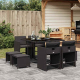 vidaXL 9-delige Tuinset poly rattan zwart
