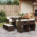 vidaXL 9-delige Tuinset poly rattan zwart
