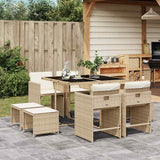 vidaXL 9-delige Tuinset poly rattan zwart