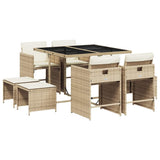 vidaXL 9-delige Tuinset poly rattan zwart