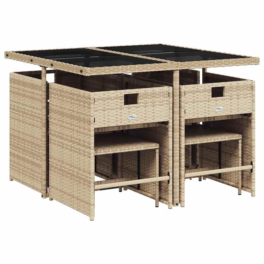 vidaXL 9-delige Tuinset poly rattan zwart