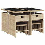 vidaXL 9-delige Tuinset poly rattan zwart