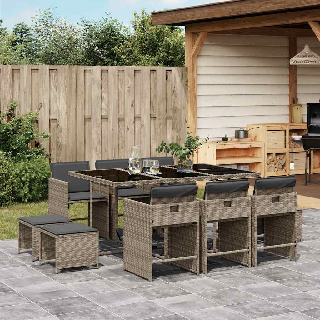 vidaXL 9-delige Tuinset poly rattan zwart