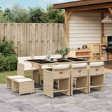 vidaXL 9-delige Tuinset poly rattan zwart