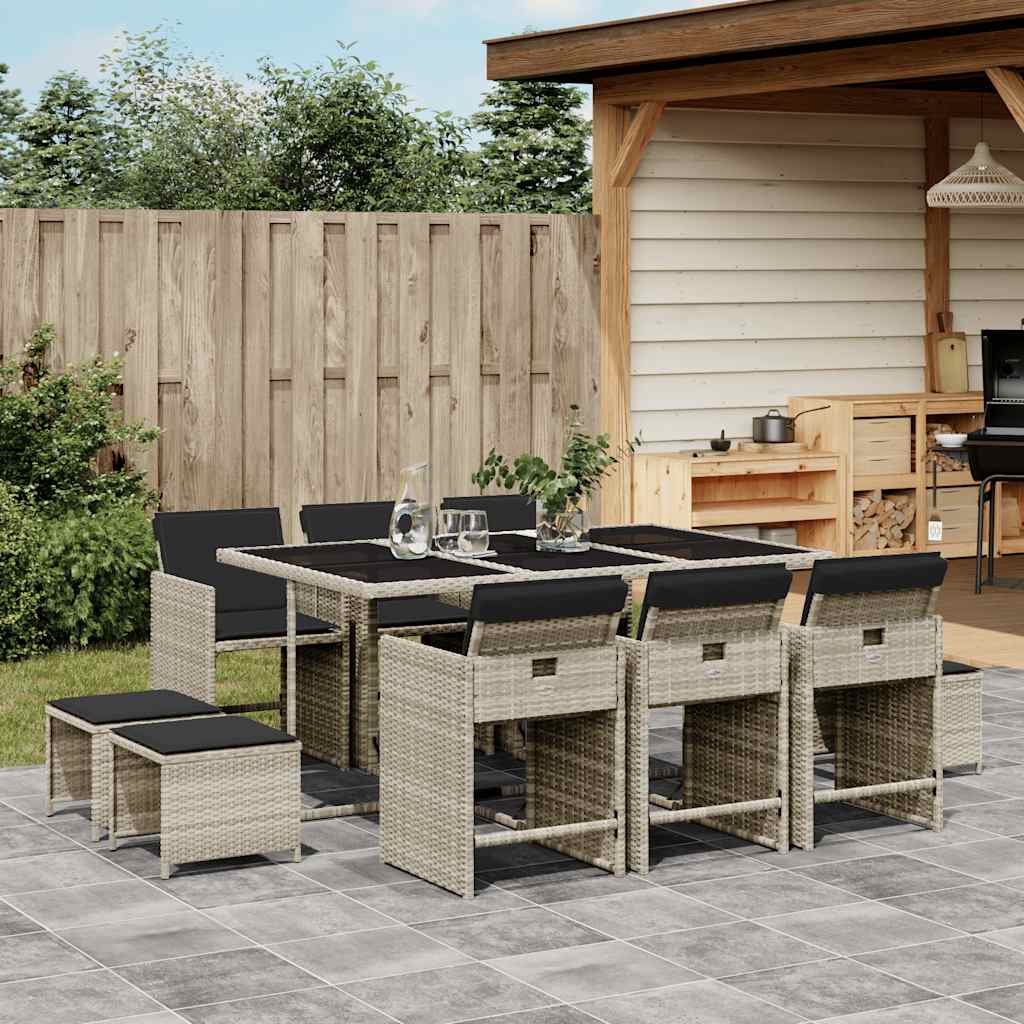 vidaXL 9-delige Tuinset poly rattan zwart