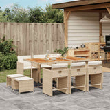 vidaXL 9-delige Tuinset poly rattan zwart