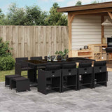 vidaXL 9-delige Tuinset poly rattan zwart