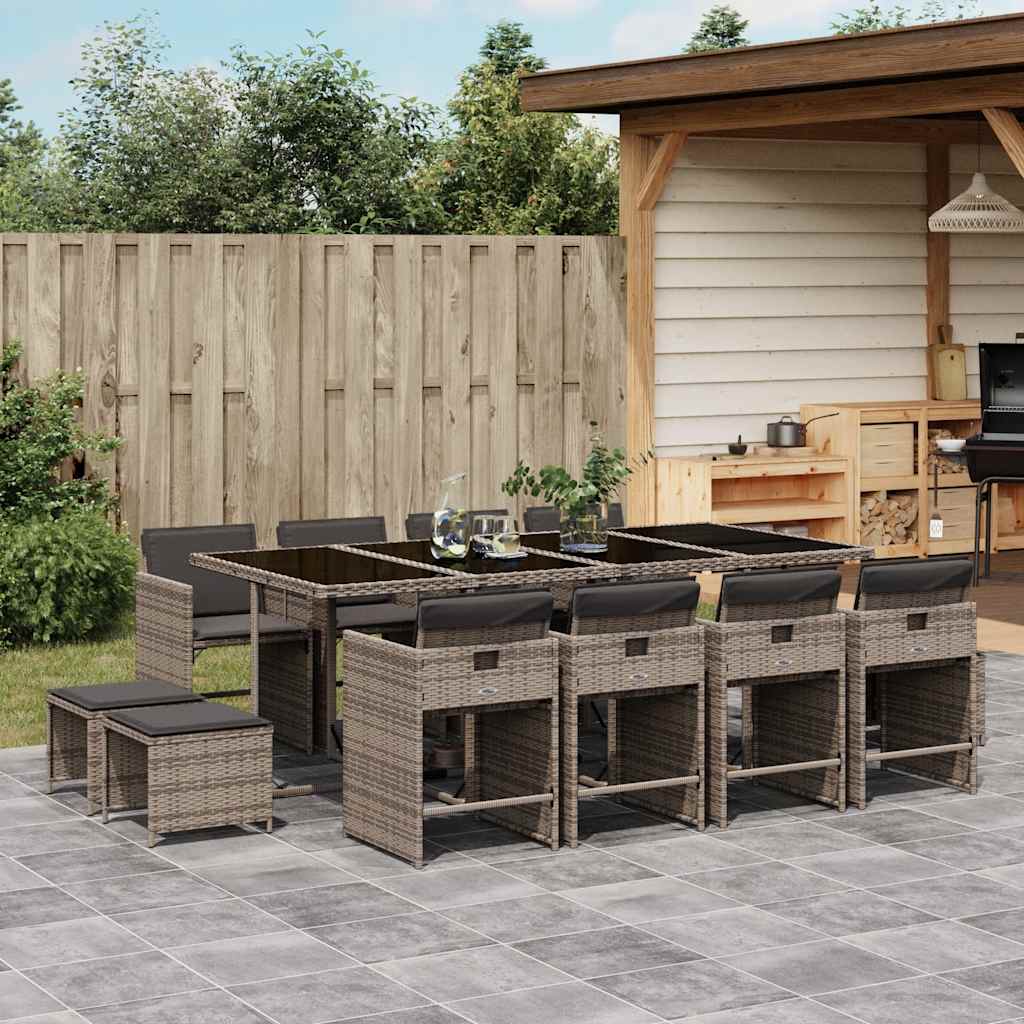 vidaXL 9-delige Tuinset poly rattan zwart