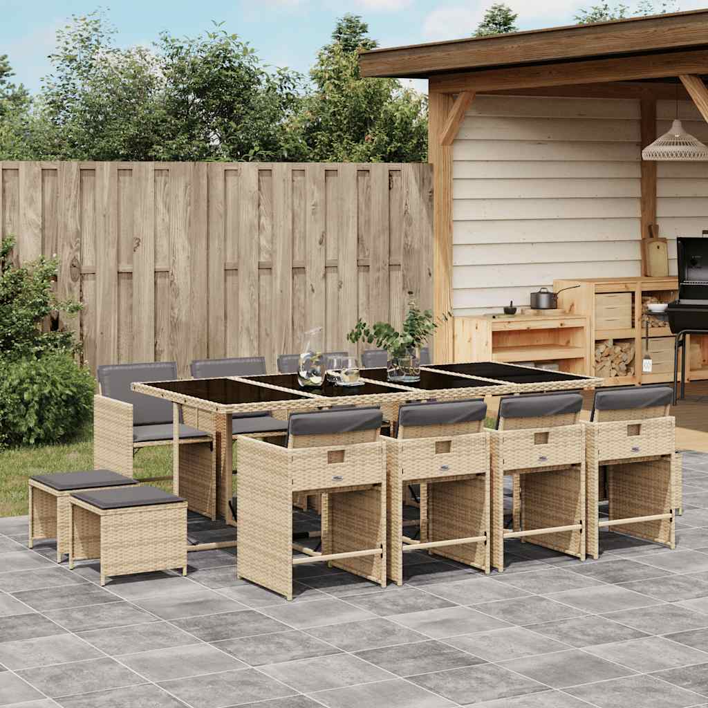 vidaXL 9-delige Tuinset poly rattan zwart