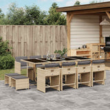 vidaXL 9-delige Tuinset poly rattan zwart