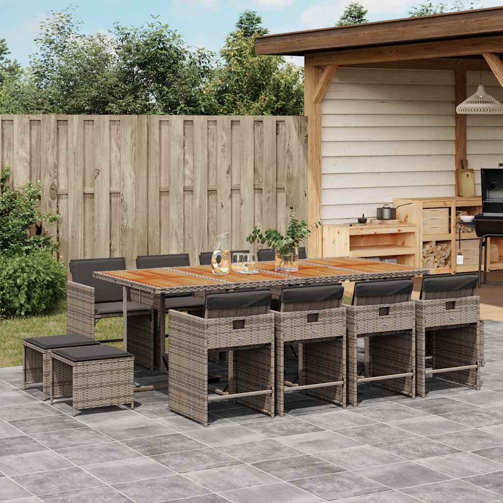 vidaXL 9-delige Tuinset poly rattan zwart