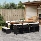 vidaXL 9-delige Tuinset poly rattan zwart